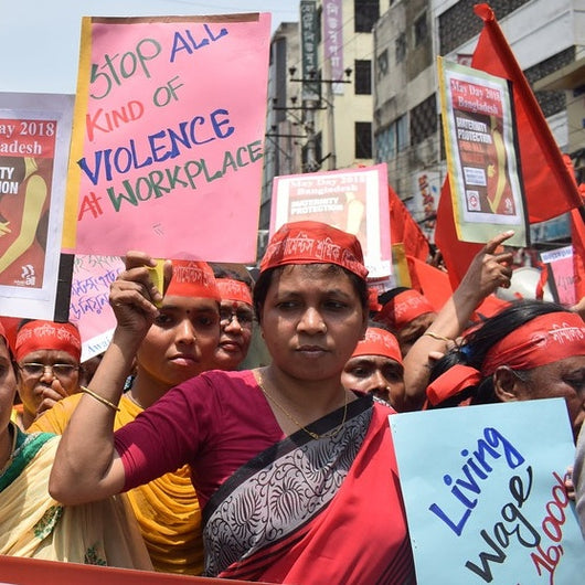 Bangladeshi garment workers protesting